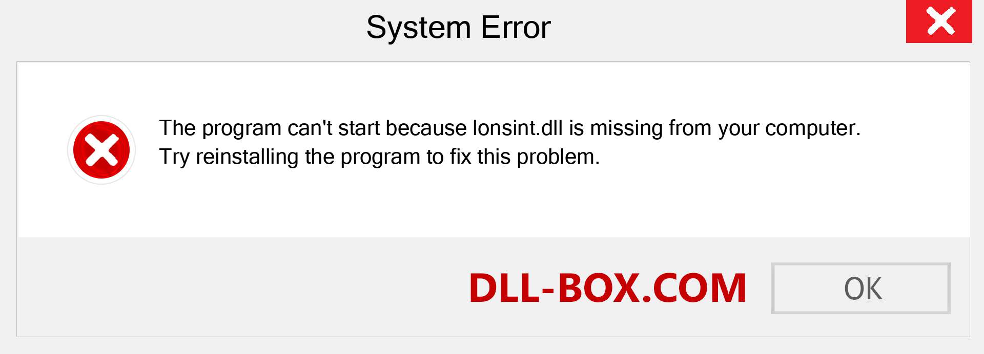  lonsint.dll file is missing?. Download for Windows 7, 8, 10 - Fix  lonsint dll Missing Error on Windows, photos, images