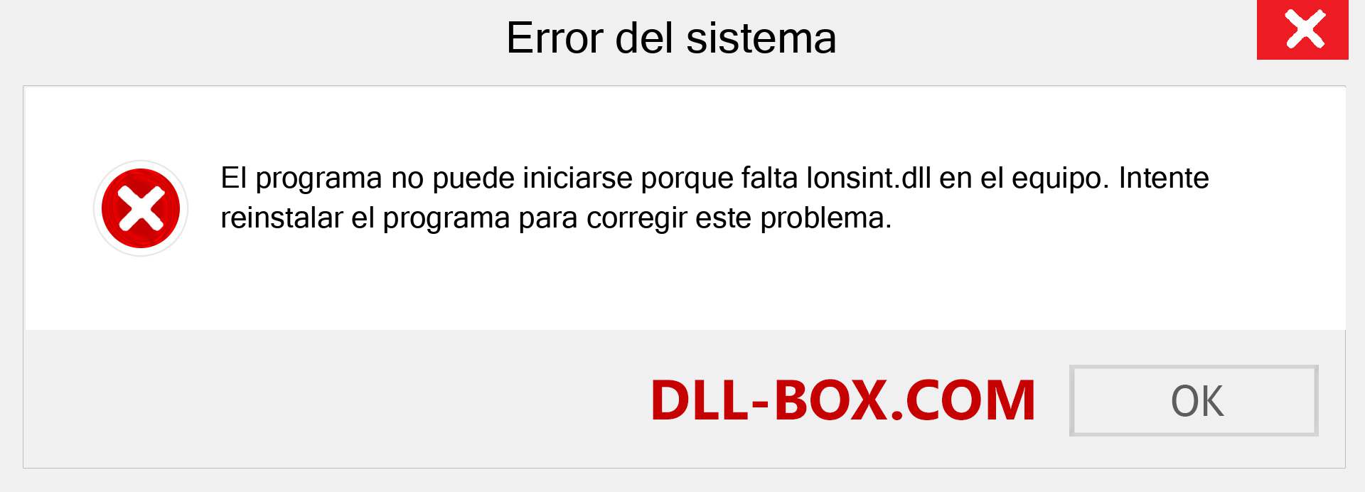 ¿Falta el archivo lonsint.dll ?. Descargar para Windows 7, 8, 10 - Corregir lonsint dll Missing Error en Windows, fotos, imágenes